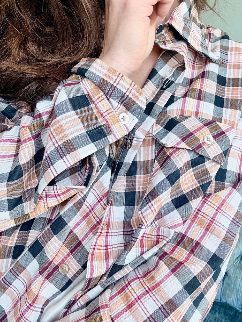 Vintage Plaid Button Down Big Mac 70s Large Work Shirt 16.5”